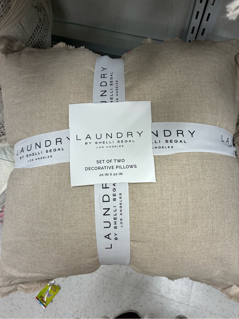 Laundry By Shelli Segal Beige Decorative Pillow Set, Neutral Linen Look